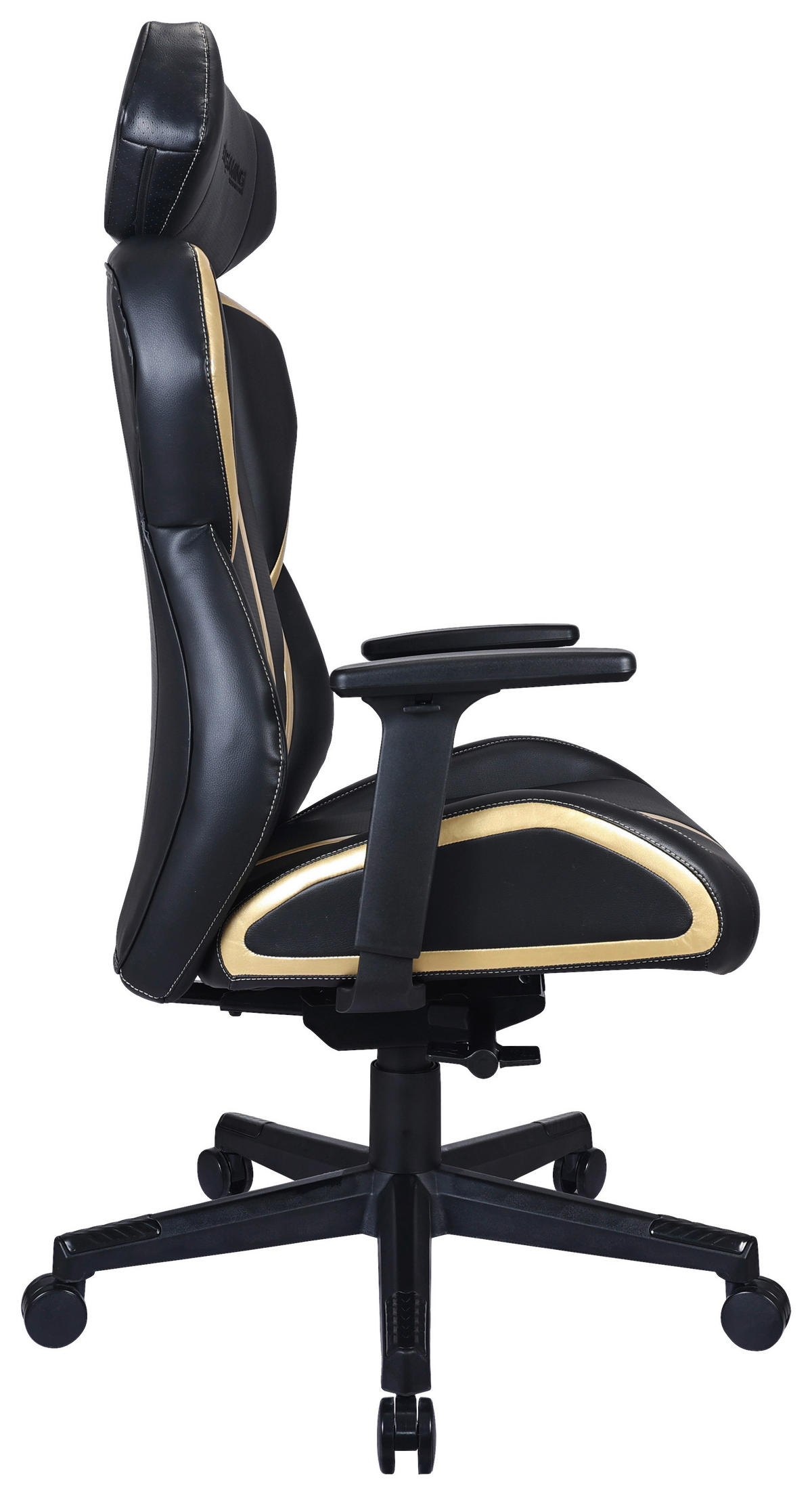 GAMER SZÉK  bőrhatású textil sárga, fekete  - sárga/fekete, Design, műanyag/textil (69/117-125/60cm) - BX Gaming