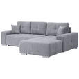 ECKSOFA Blau, Grau Webstoff  - Blau/Silberfarben, KONVENTIONELL, Kunststoff/Textil (280/194cm) - Carryhome