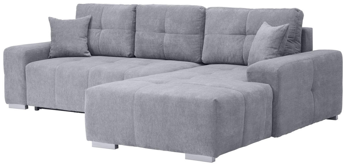 ECKSOFA Blau, Grau Webstoff  - Blau/Silberfarben, KONVENTIONELL, Kunststoff/Textil (280/194cm) - Carryhome