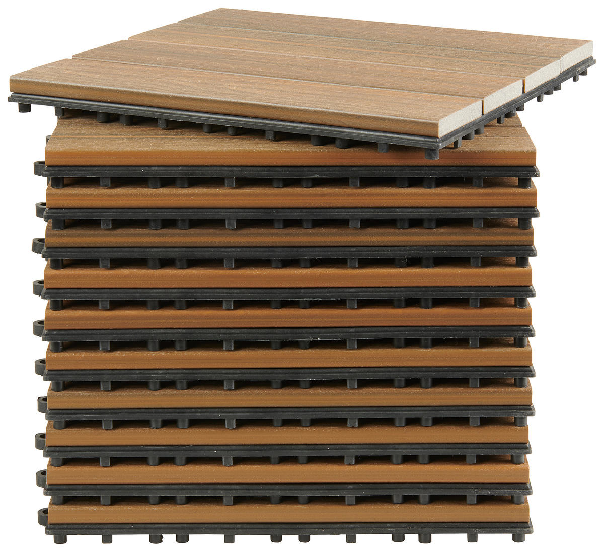TERRASSENFLIESE 11 Stück  - Teakfarben, Basics, Holzwerkstoff/Kunststoff (30/30/2,4cm) - Ambia Garden