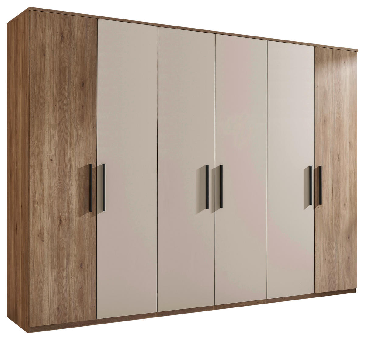 DREHTÜRENSCHRANK in Eichefarben, Kaschmir  - Kaschmir/Eichefarben, Design, Holzwerkstoff/Metall (300,5/227,7/60cm) - Xora