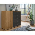 KOMMODE , 120/86/43 cm, 5 Schublade(n)  - Chromfarben/Eichefarben, KONVENTIONELL, Glas/Holzwerkstoff (120/86/43cm) - Novel