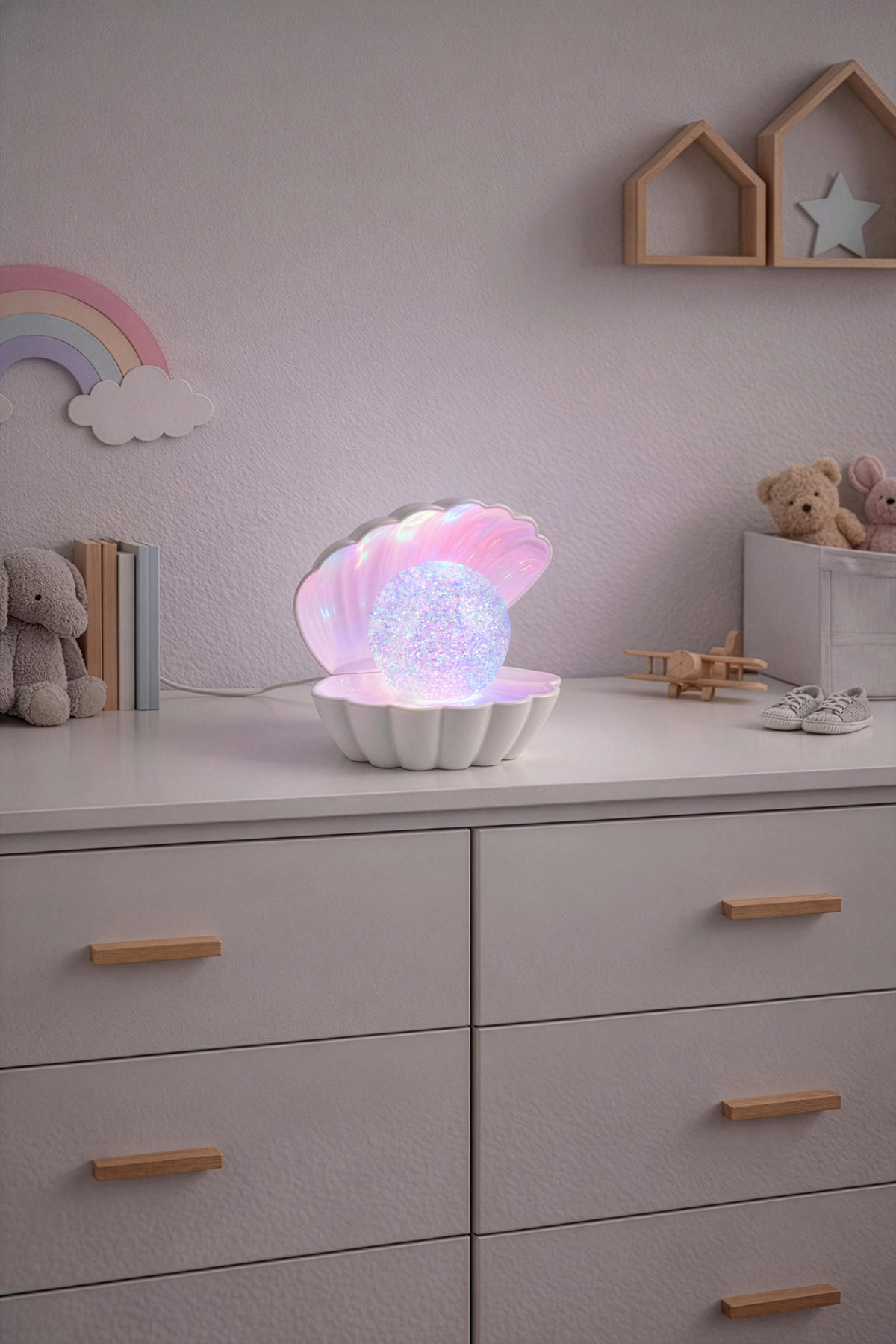 LED-TISCHLEUCHTE Shelly 17,5/14,5 cm  - Transparent/Weiß, Design, Kunststoff (17,5/14,5cm)