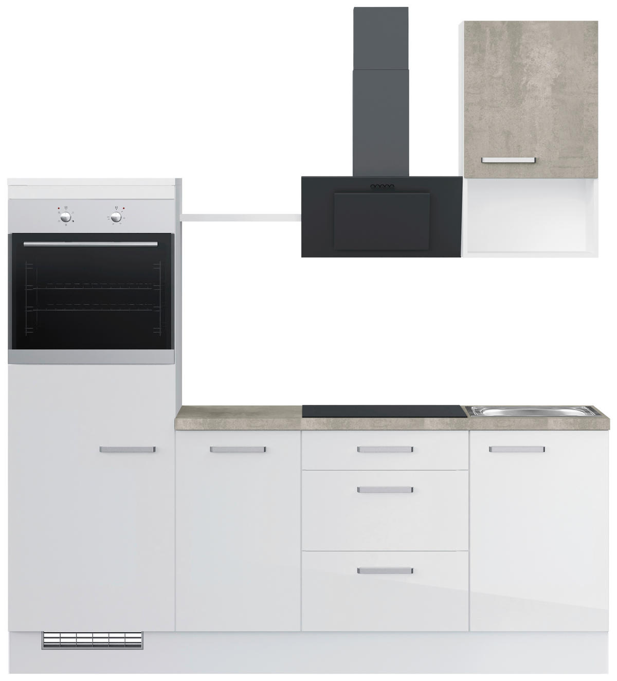 KÜCHENLEERBLOCK 215 cm   in Weiß Hochglanz  - Edelstahlfarben/Weiß Hochglanz, Design, Holzwerkstoff/Metall (215cm) - Impuls