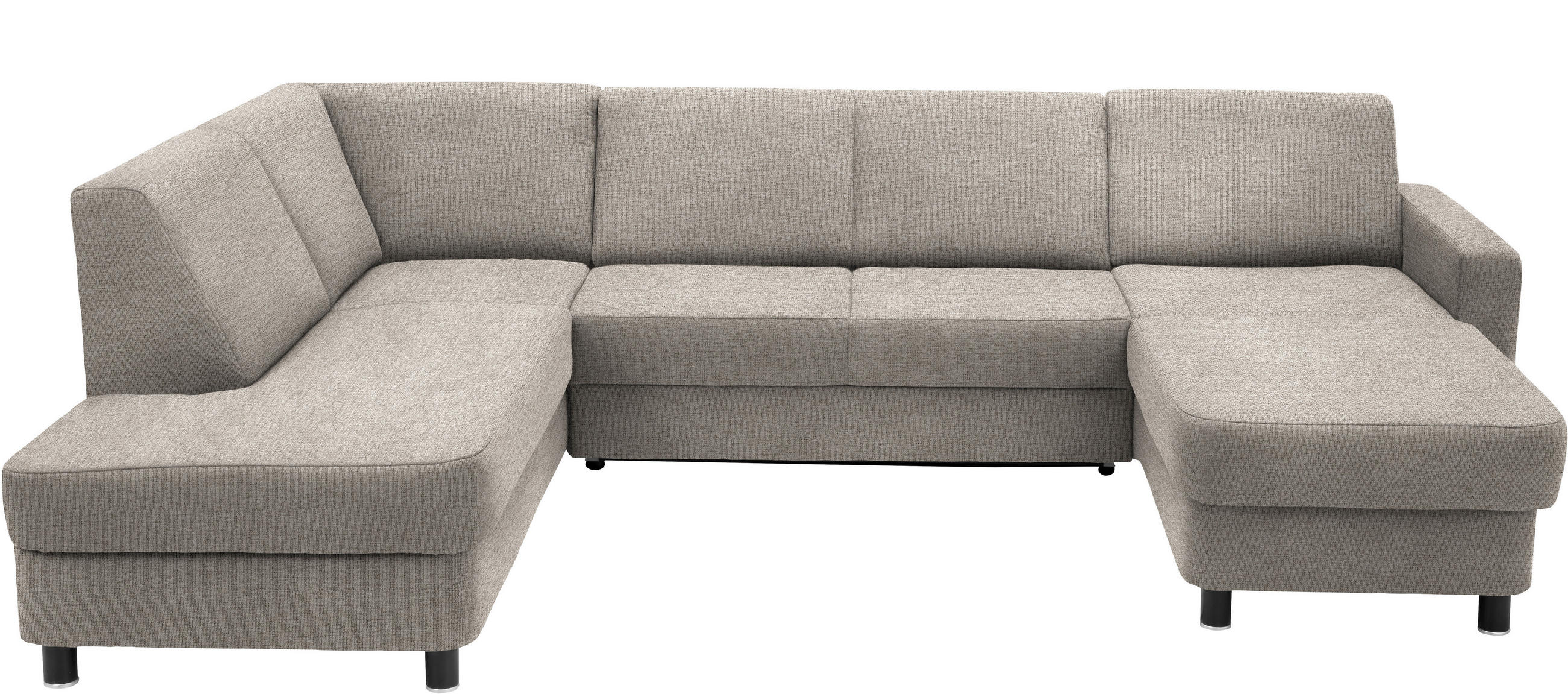 WOHNLANDSCHAFT in Webstoff Beige  - Beige/Schwarz, Design, Holz/Textil (198/296/165cm) - Xora