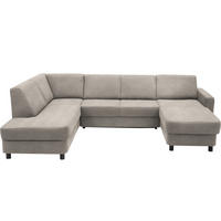 WOHNLANDSCHAFT in Webstoff Beige  - Beige/Schwarz, Design, Holz/Textil (198/296/165cm) - Xora