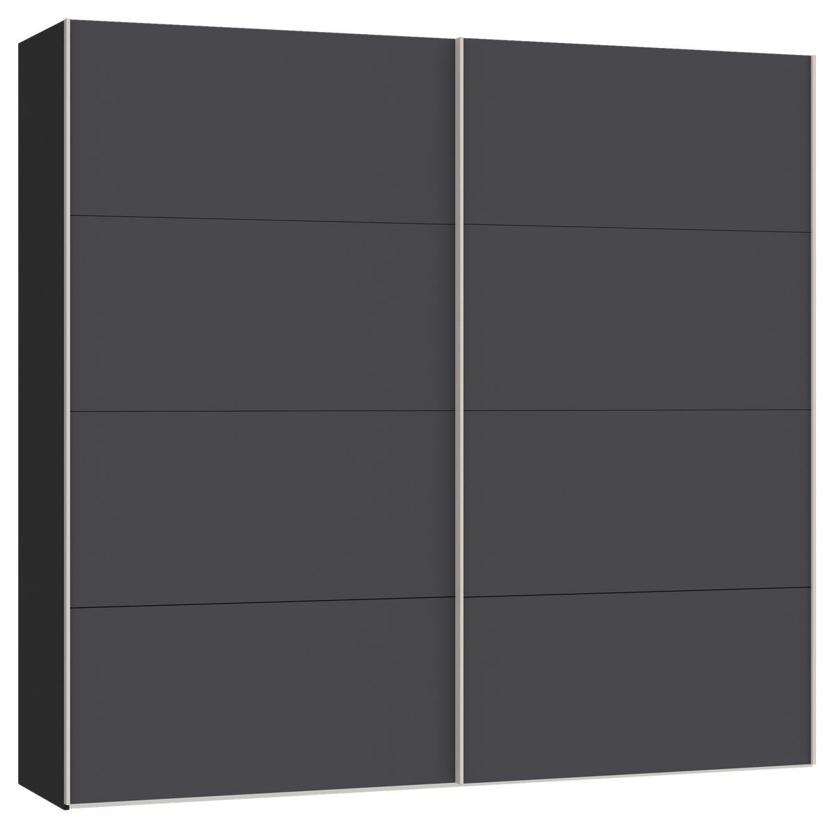 SCHWEBETÜRENSCHRANK 253/236/65 cm 2-türig Anthrazit, Schwarz  - Edelstahlfarben/Anthrazit, Design, Holzwerkstoff (253/236/65cm) - Boxxx