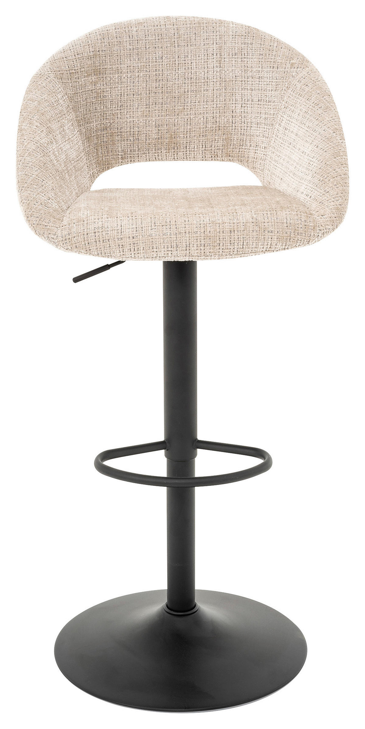 BARHOCKER Webstoff Beige Eisen Sitzfläche 360° drehbar  - Beige/Schwarz, MODERN, Textil/Metall (52/89-110/49cm) - MID.YOU