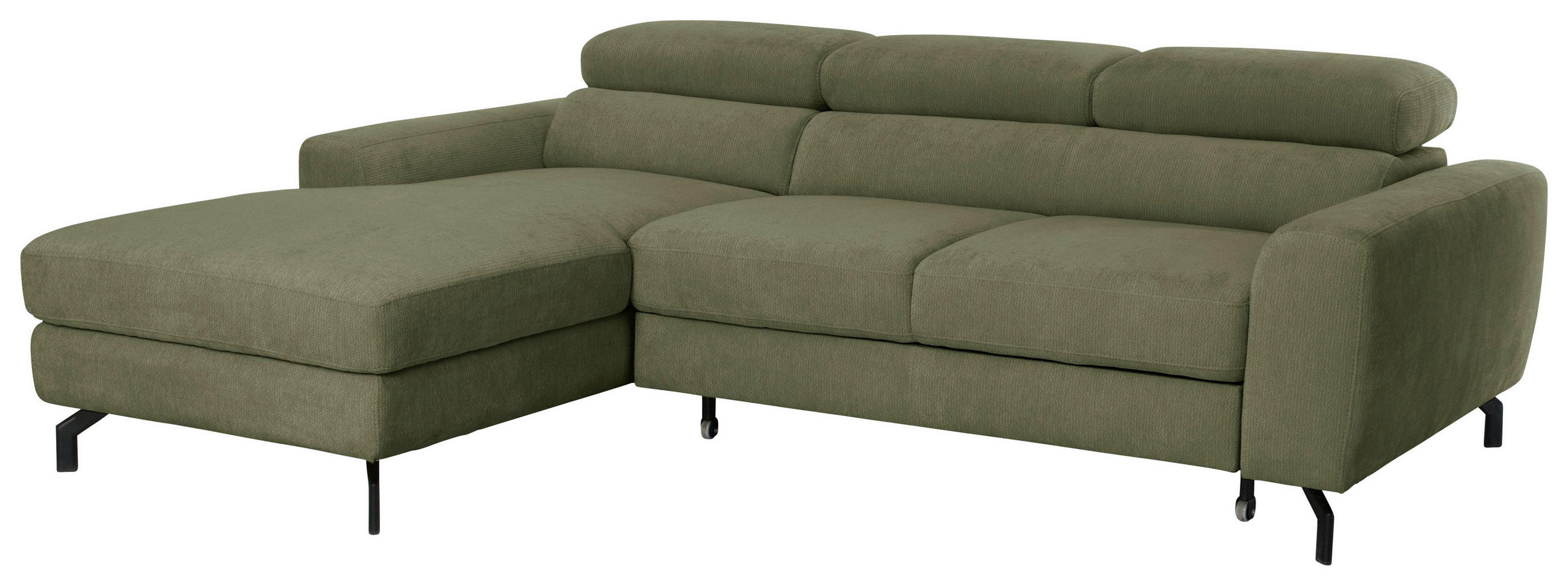 ECKSOFA LARGO in Chenille Grün  177/226 cm  - Schwarz/Grün, Design, Textil/Metall (177/226cm) - Livetastic