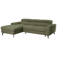 ECKSOFA LARGO in Chenille Grün  177/226 cm  - Schwarz/Grün, Design, Textil/Metall (177/226cm) - Livetastic