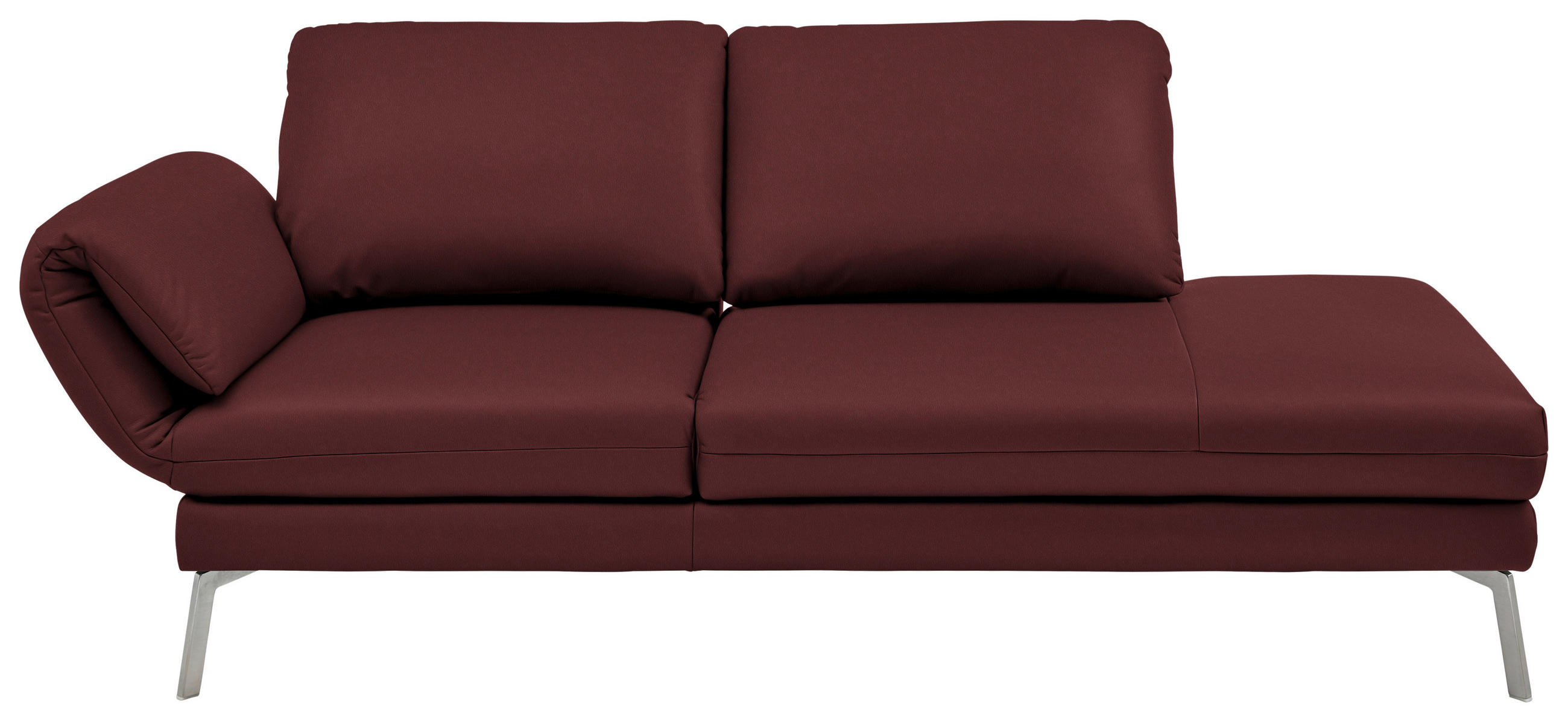 RÉCAMIERE in Echtleder Rot  - Chromfarben/Rot, Design, Leder/Metall (209/85-109/95-16cm) - Dieter Knoll