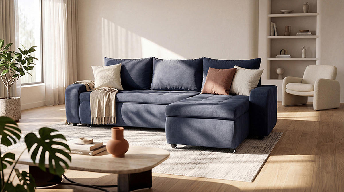 SJEDEĆA GARNITURA tekstil    - crna, Moderno, tekstil (250/160cm) - Ti'me