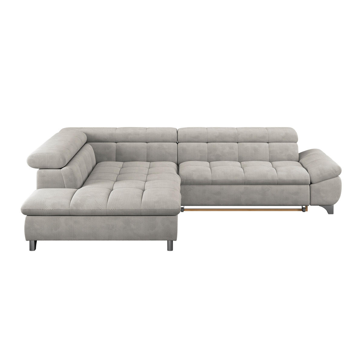 ECKSOFA Beige Chenille  - Chromfarben/Beige, KONVENTIONELL, Textil/Metall (234/312cm) - Livetastic