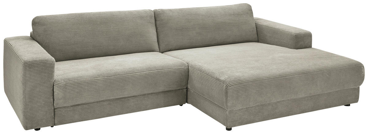 ECKSOFA in Cord Graubraun  - Graubraun/Schwarz, Design, Kunststoff/Textil (296/168cm) - Pure Home Lifestyle