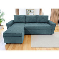 ECKSOFA TERMOLI in Cord Hellblau  155/231 cm  - Schwarz/Hellblau, Design, Kunststoff/Textil (155/231cm) - MID.YOU