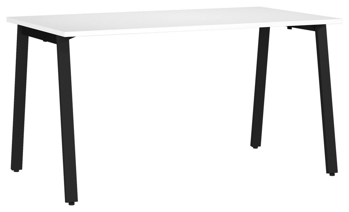 SCHREIBTISCH 140/80/75 cm  in Schwarz, Weiß  - Schwarz/Weiß, MODERN, Holzwerkstoff/Metall (140/80/75cm) - Novel