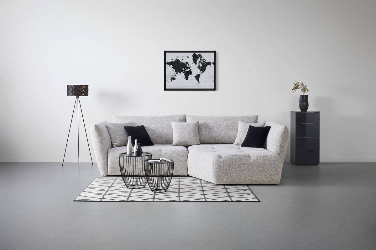 ECKSOFA Struktur Beige  - Beige/Schwarz, Modern, Textil (300/193cm) - Livetastic