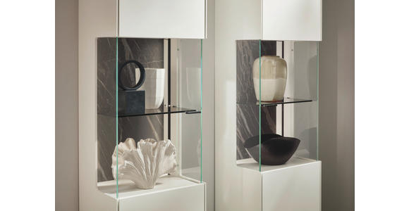VITRINE Weiß  46,9/205,5/37,1 cm  - Schwarz/Weiß, Design, Glas/Keramik (46,9/205,5/37,1cm) - Dieter Knoll