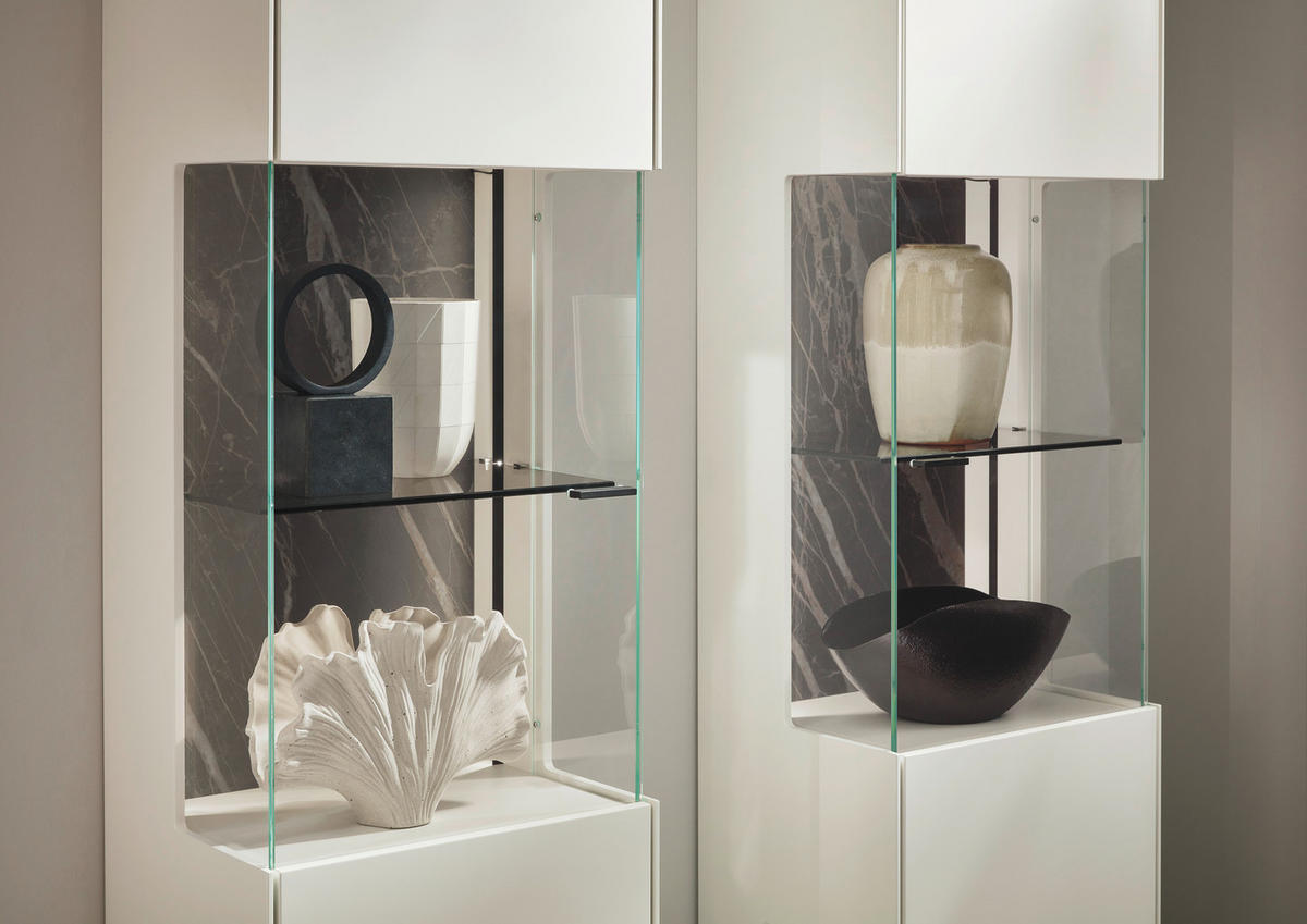 VITRINE Weiss  46,9/205,5/37,1 cm  - Weiss/Schwarz, Design, Glas/Keramik (46,9/205,5/37,1cm) - Dieter Knoll