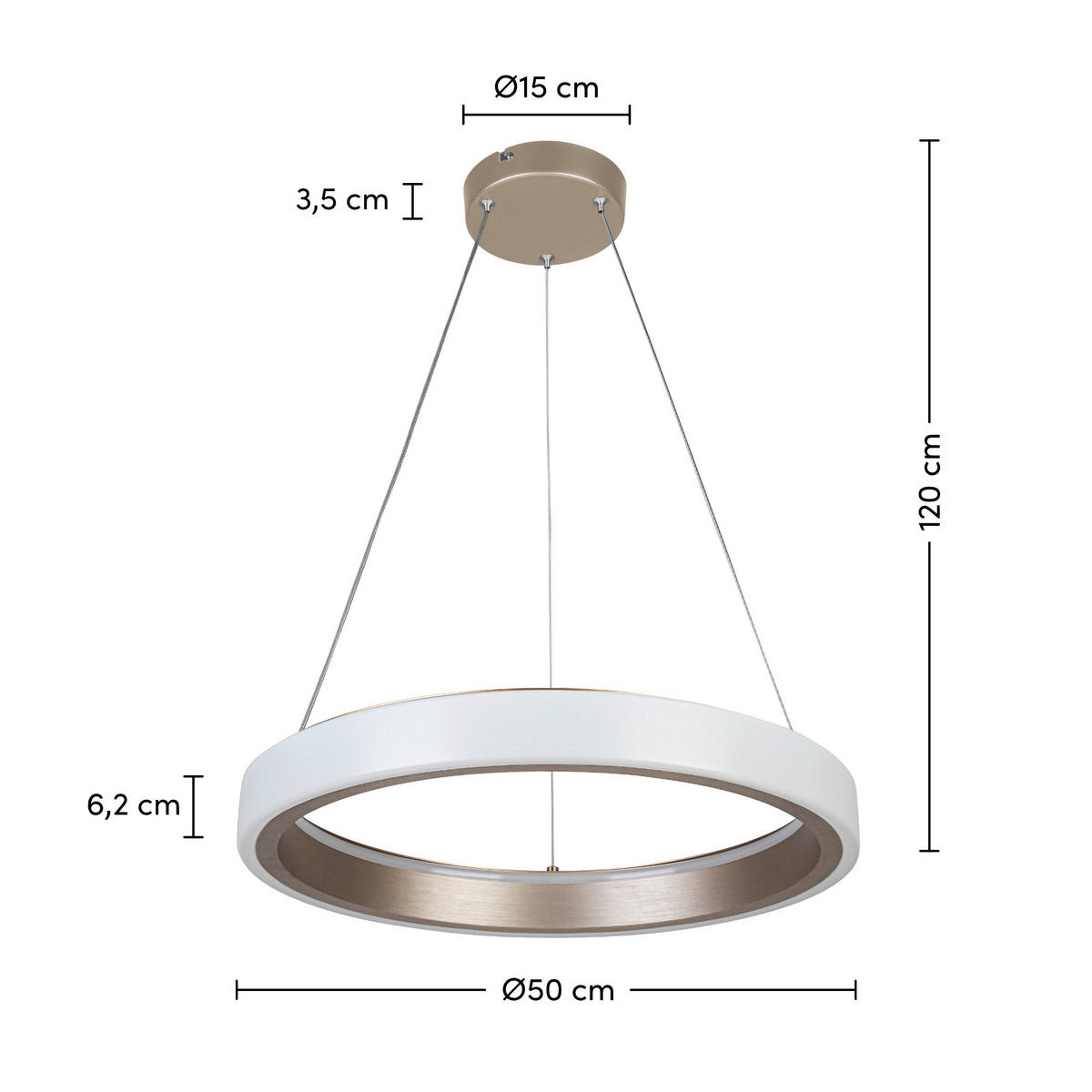 HÄNGELEUCHTE 50/120 cm   - Weiß/Cappuccino, Trend, Kunststoff/Metall (50/120cm) - Collet's Monde