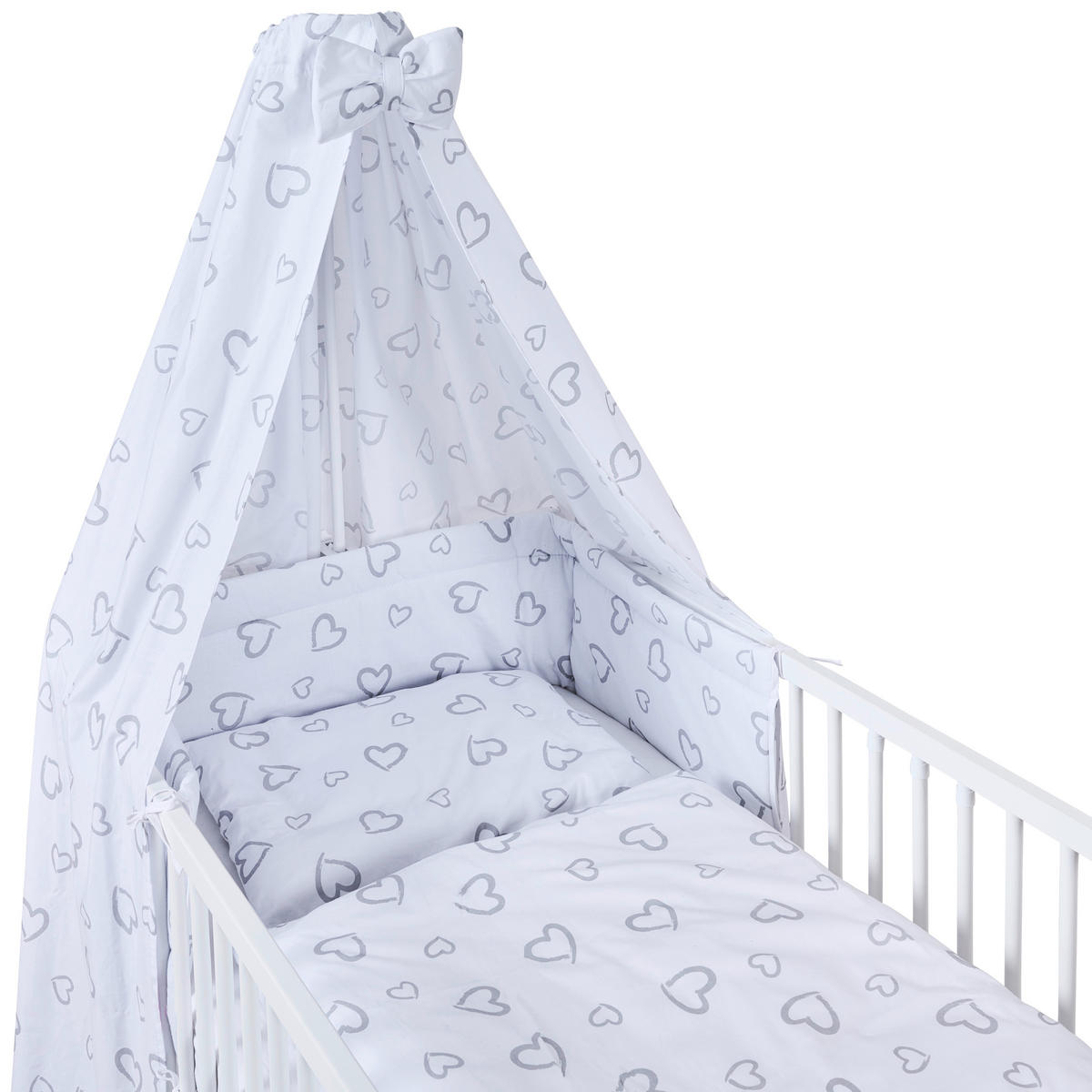 KOMPLET ZA DJEČJI KREVETIĆ   - bijela/siva, Lifestyle, tekstil/drvo (144,5/74,5/82cm) - My Baby Lou