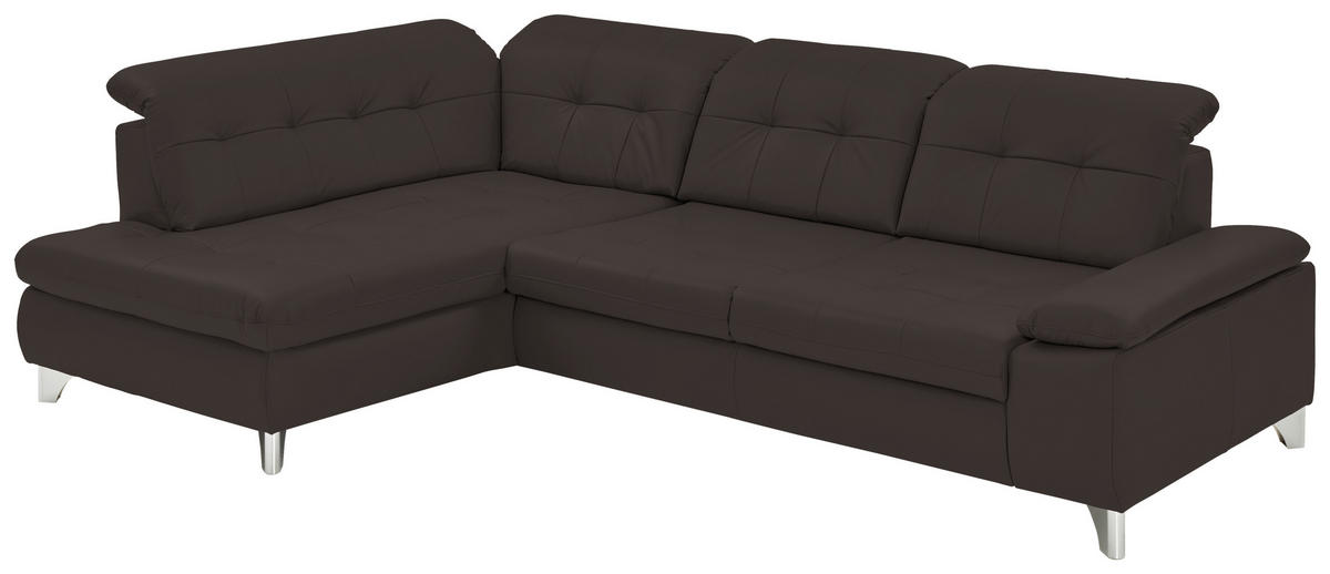 ECKSOFA Echtleder Dunkelbraun  - Dunkelbraun, Basics, Leder/Metall (211/309cm) - Beldomo Speed