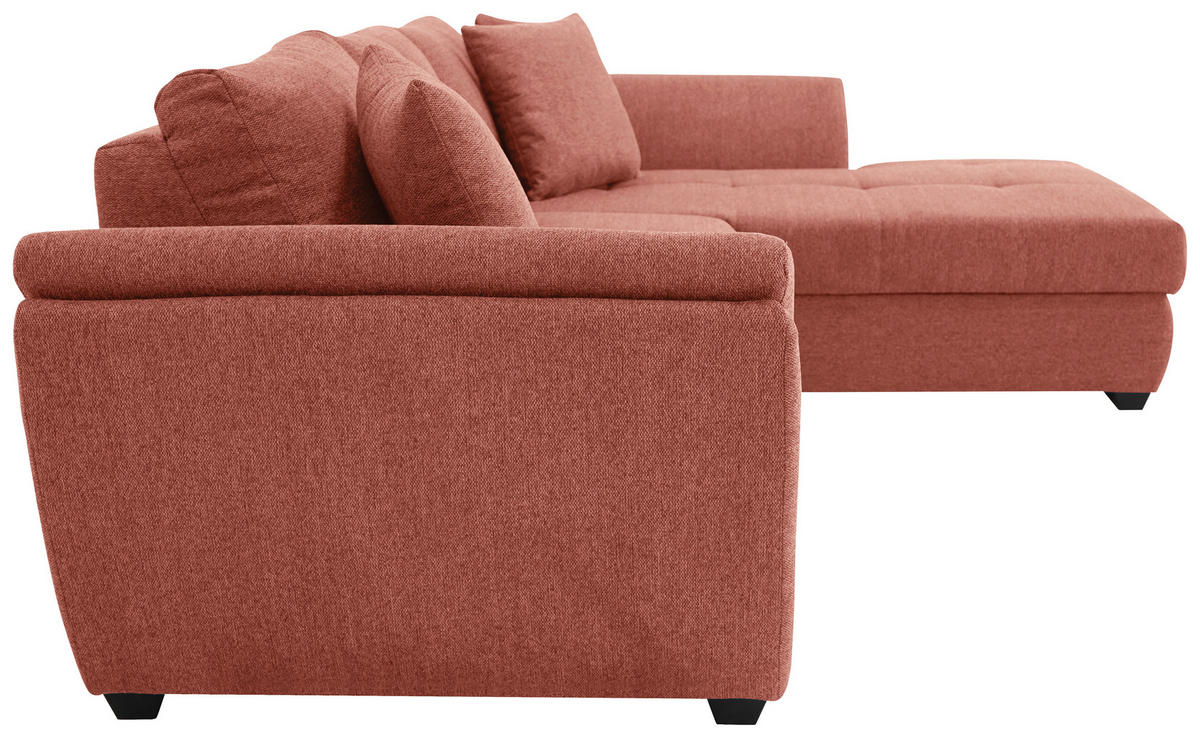 ECKSOFA in Webstoff Koralle  - Koralle/Schwarz, Design, Kunststoff/Textil (278/187cm) - Livetastic
