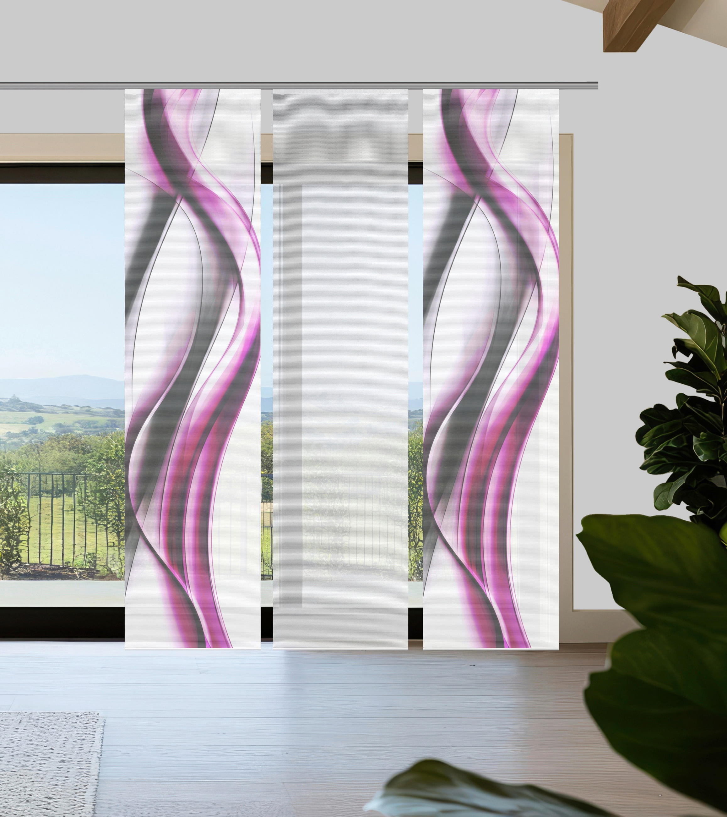 FLÄCHENVORHANG  3 Stück  blickdicht  180/260 cm   - Pink/Weiß, Design, Textil (180/260cm)