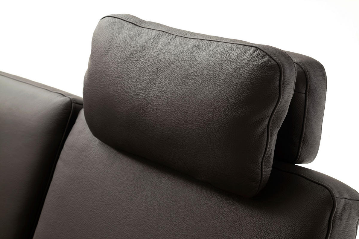 ECKSOFA in Echtleder Dunkelbraun  - Chromfarben/Dunkelbraun, Design, Leder/Metall (271/200cm) - Pure Home Lifestyle
