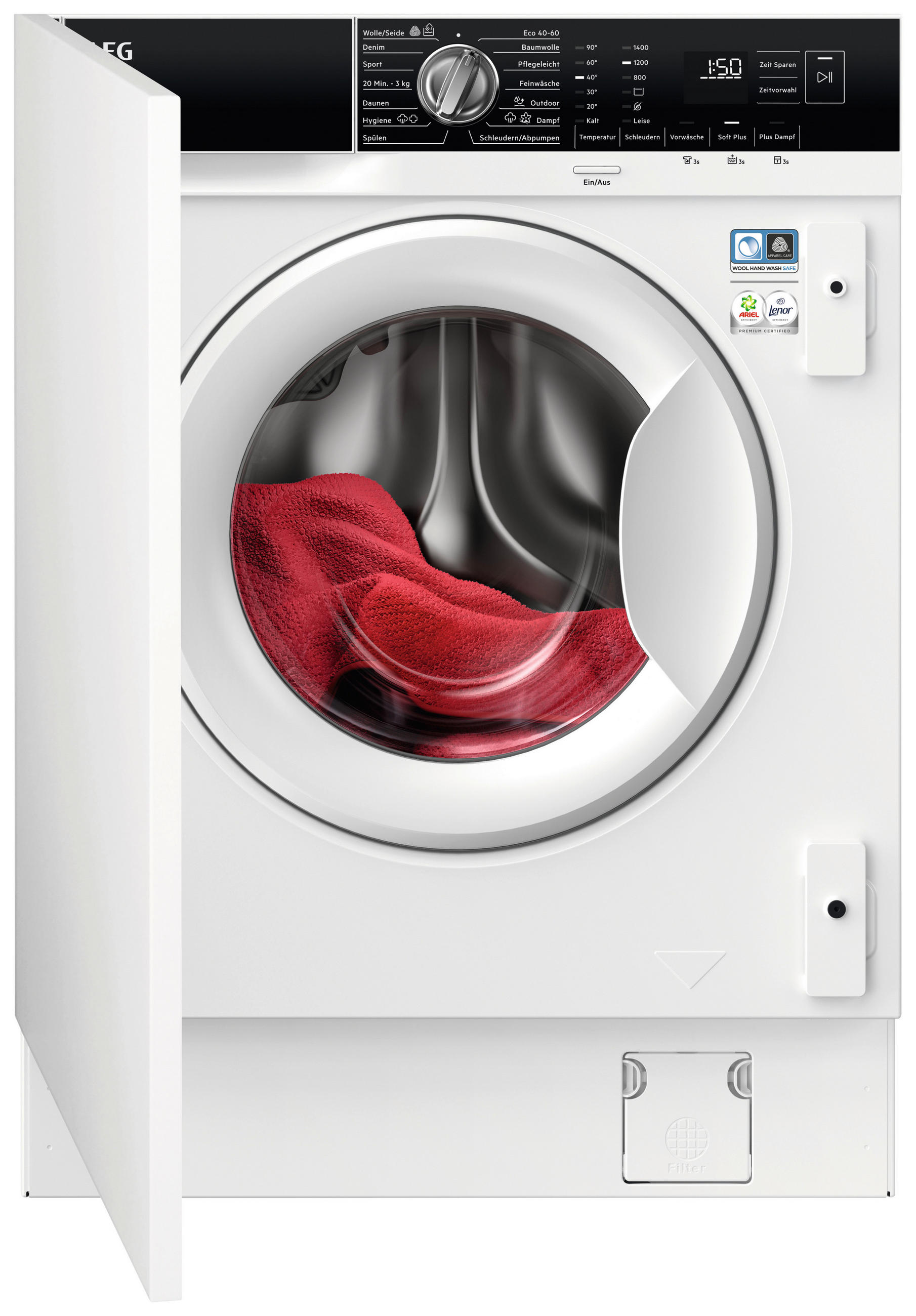 EINBAUWASCHMASCHINE LR7BI6480  - Schwarz/Weiß, Basics, Kunststoff/Metall (59,6/81,9/55,3cm) - AEG