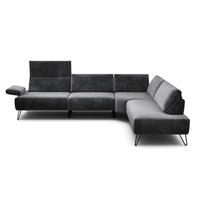 ECKSOFA Cosy Anthrazit Samt  - Anthrazit/Schwarz, Design, Textil/Metall (288-303/213cm) - SENSOO