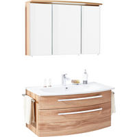 Baie 100 cm - alb/culoare lemn stejar, Konventionell, ceramică/sticlă (100cm) - Novel