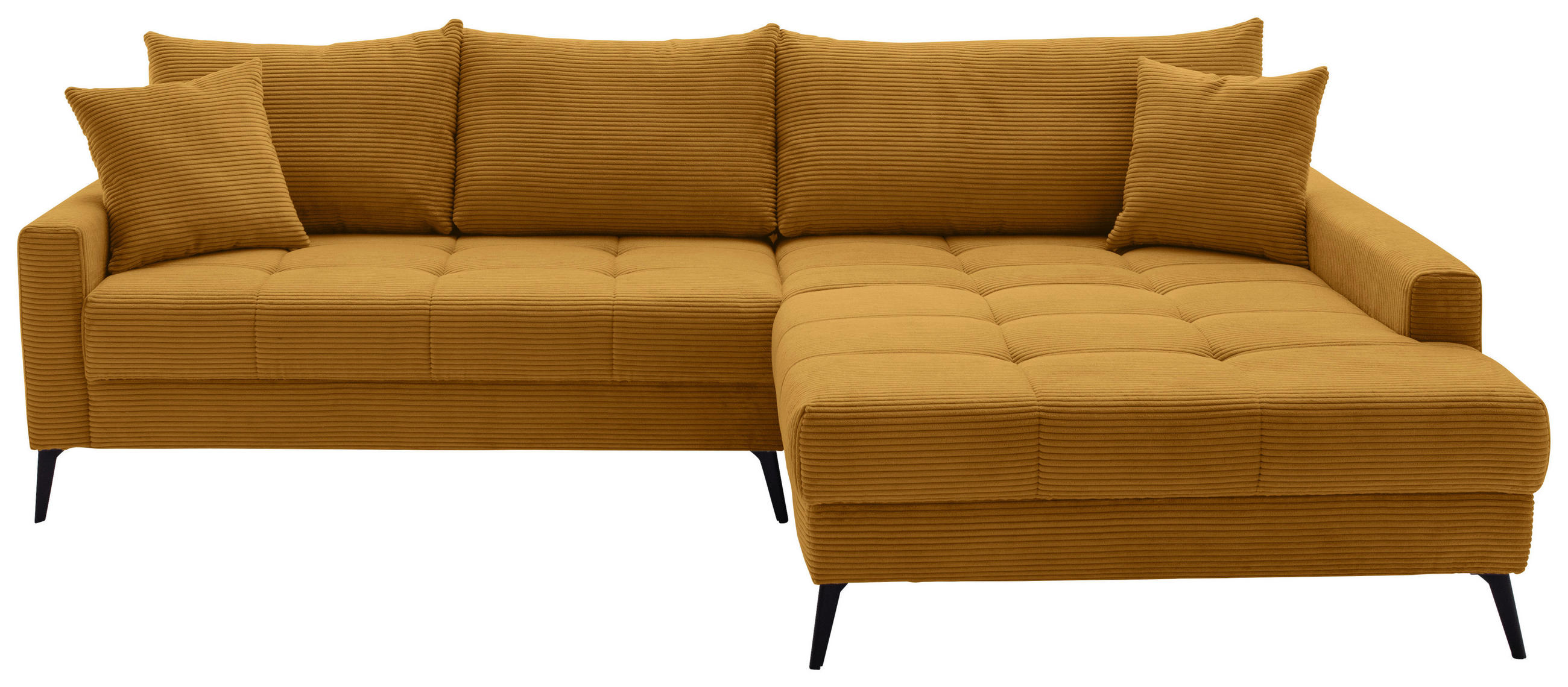 ECKSOFA Currygelb Cord  - Currygelb/Schwarz, KONVENTIONELL, Textil/Metall (280/173cm) - Hom`in