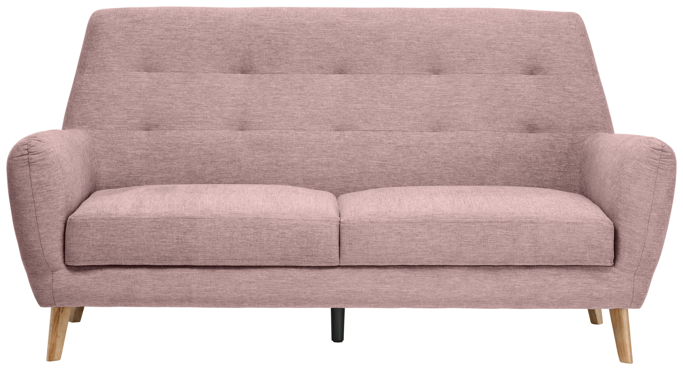3-SITZER-SOFA in Webstoff Rosa  - Eichefarben/Schwarz, Design, Holz/Kunststoff (200/105/84cm) - Carryhome