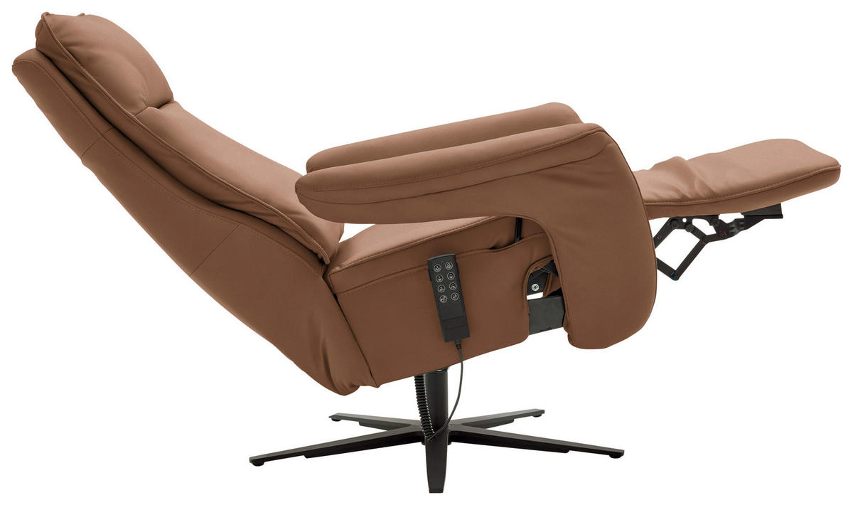 RELAXSESSEL in Leder Braun  - Schwarz/Braun, Design, Leder/Metall (83/116/87cm) - Valdera