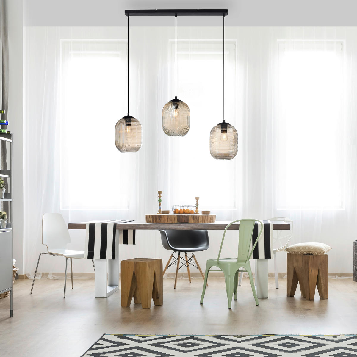 LED-HÄNGELEUCHTE Shitake 86/19/150 cm   - Schwarz, Design, Kunststoff/Metall (86/19/150cm)