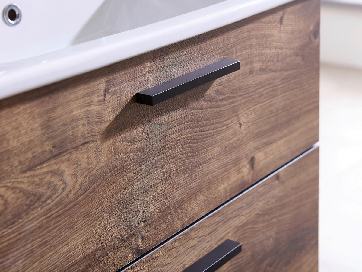 WASCHTISCHKOMBI 75 cm  - Eichefarben/Schwarz, Design, Keramik/Holzwerkstoff (75cm) - Xora