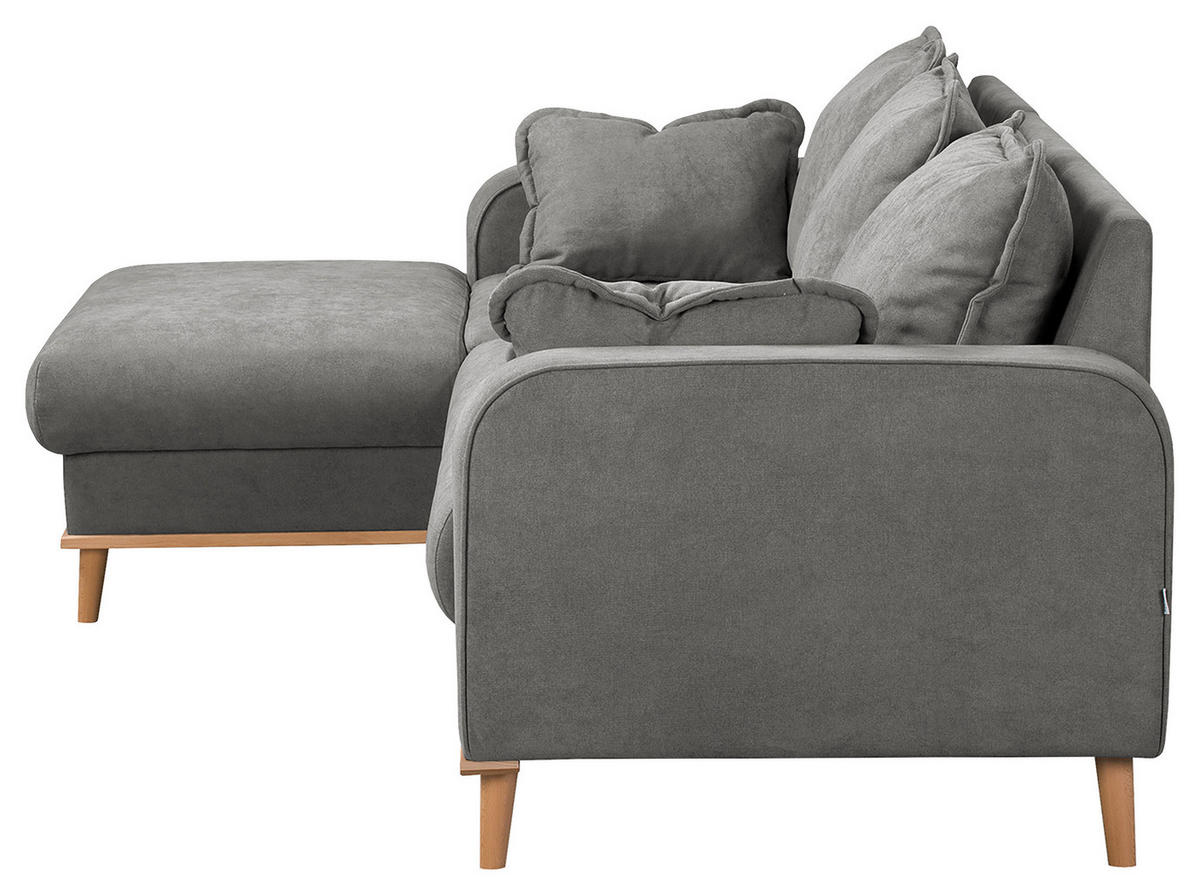 ECKSOFA in Mikrofaser Grau  150/230 cm  - Wengefarben/Grau, Design, Holz/Textil (150/230cm) - Livetastic