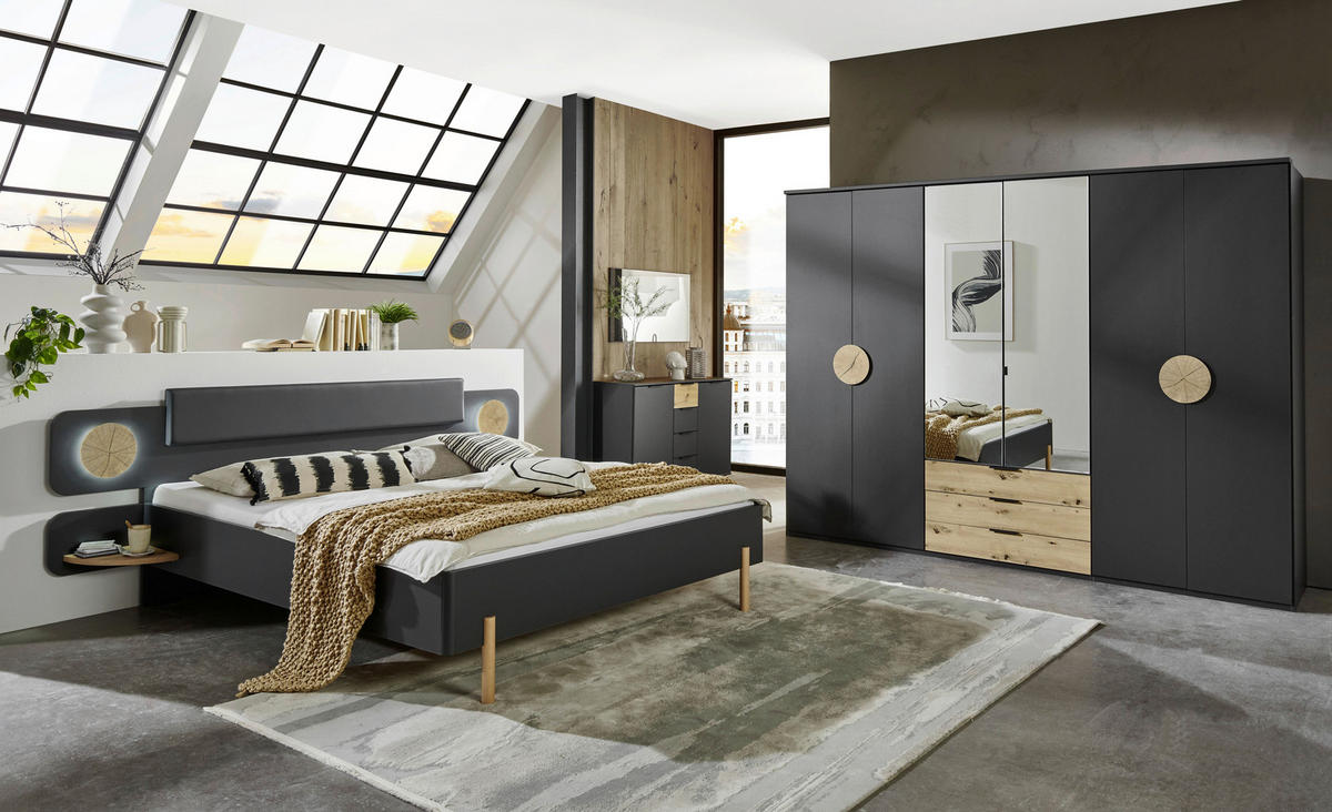 BETTANLAGE - Eichefarben/Graphitfarben, Design, Textil (180/200cm) - MID.YOU