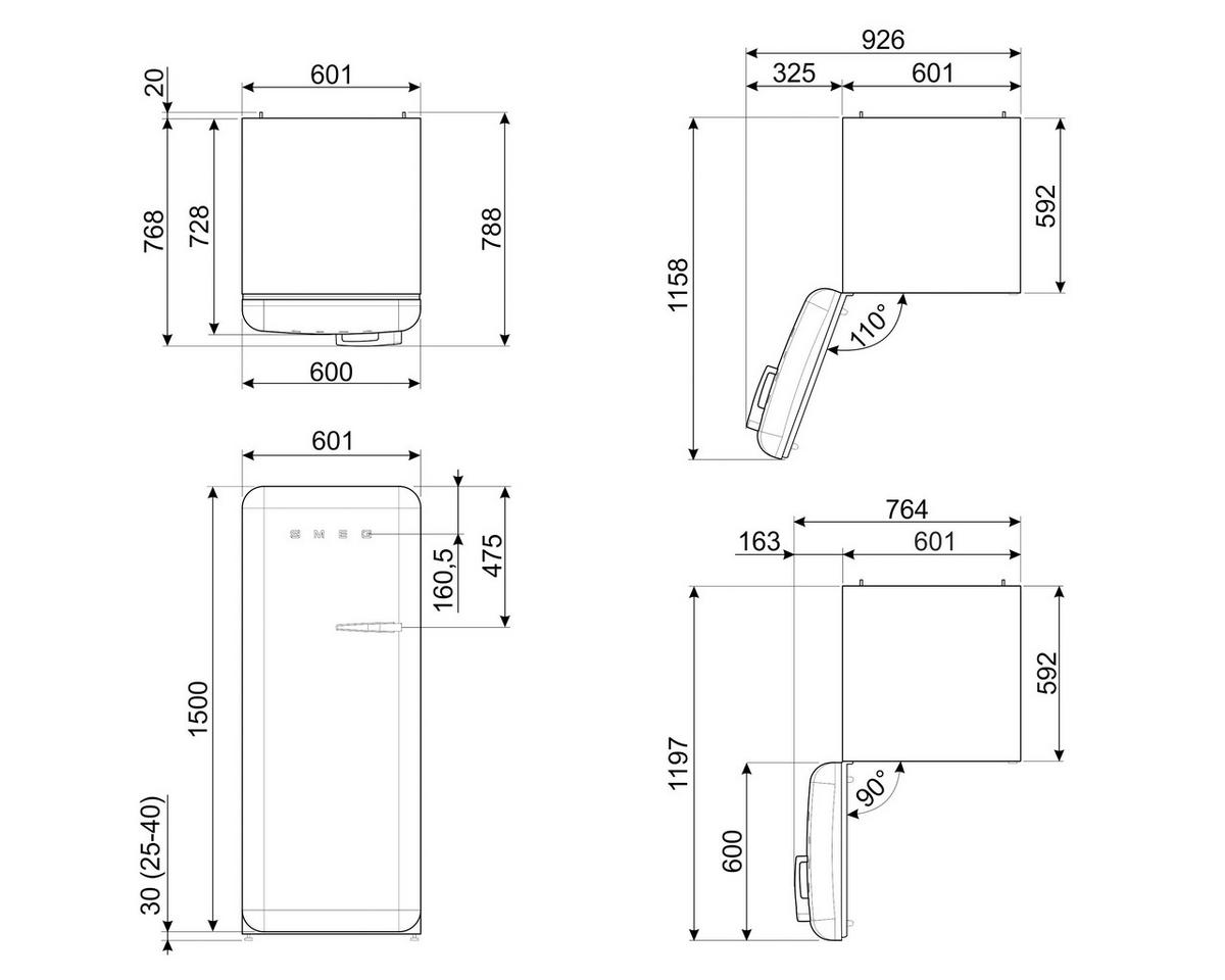 KÜHLSCHRANK 60/150/72,8 cm FAB28LCR6  - Creme, Basics, Glas/Metall (60/150/72,8cm) - SMEG