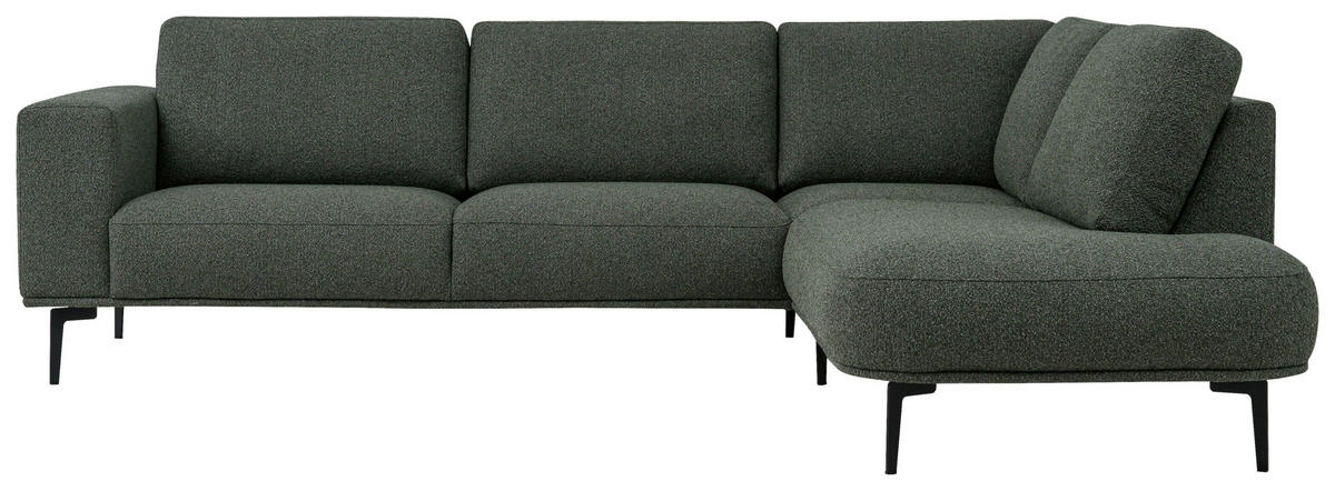 SOFFA i chenille grön  - grön/svart, Klassisk, metall/trä (397/213cm) - Pure Home Comfort