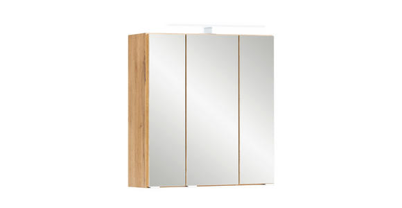 SPIEGELSCHRANK 60/64/20 cm - Eiche Wotan/Alufarben, Natur, Glas/Holzwerkstoff (60/64/20cm) - Xora