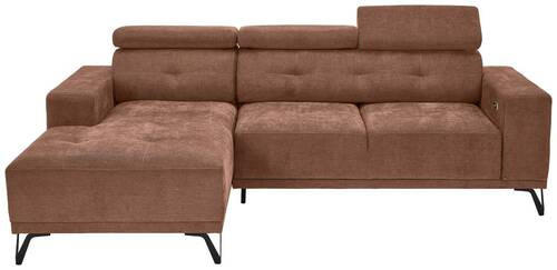 ECKSOFA Altrosa Chenille  - Schwarz/Altrosa, KONVENTIONELL, Textil/Metall (178/264cm) - Hom`in