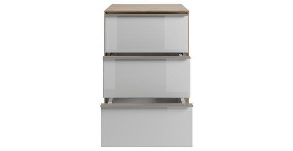 ROLLCONTAINER 39,8/60,9/50 cm - Eichefarben/Weiß, Design, Glas/Holzwerkstoff (39,8/60,9/50cm) - Voleo