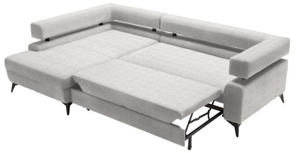 ECKSOFA in Chenille Creme  - Creme/Schwarz, KONVENTIONELL, Textil/Metall (184/265cm) - Hom`in