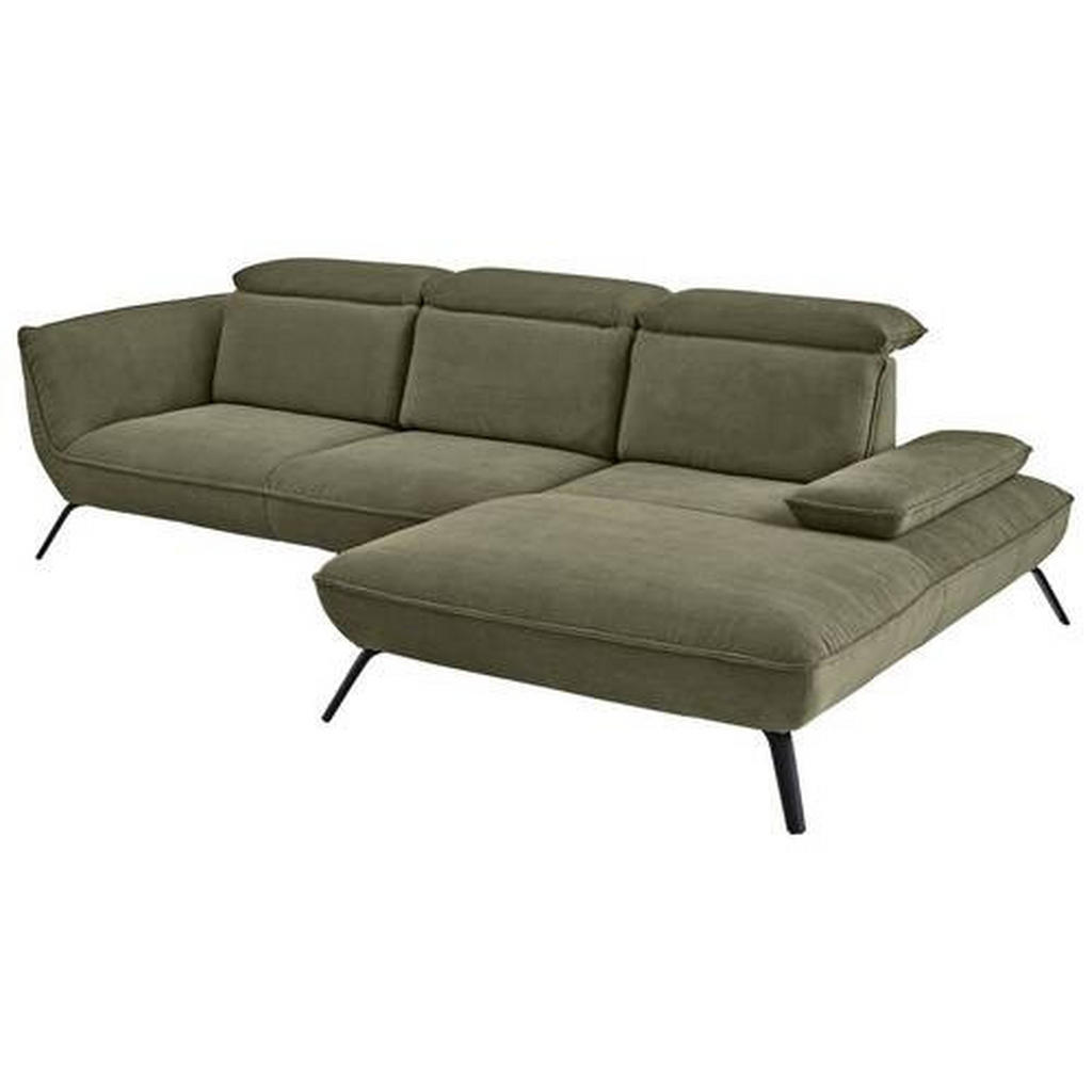 Thumbnail - Moderano Ecksofa, Olivgrün, Textil, 3-Sitzer, Ottomane rechts, Eckteil, L-Form, 301x202 cm, Fußauswahl, Stoffauswahl, Ar...