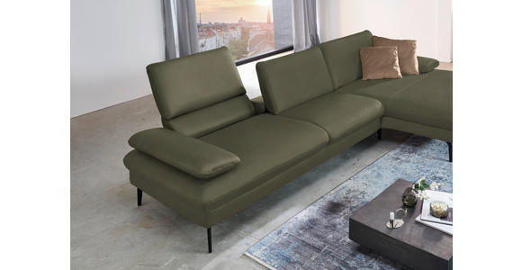 ECKSOFA in Echtleder Grau, Grün 325/157 cm - Schwarz/Grau, Design, Leder/Metall (325/157cm) - Dieter Knoll