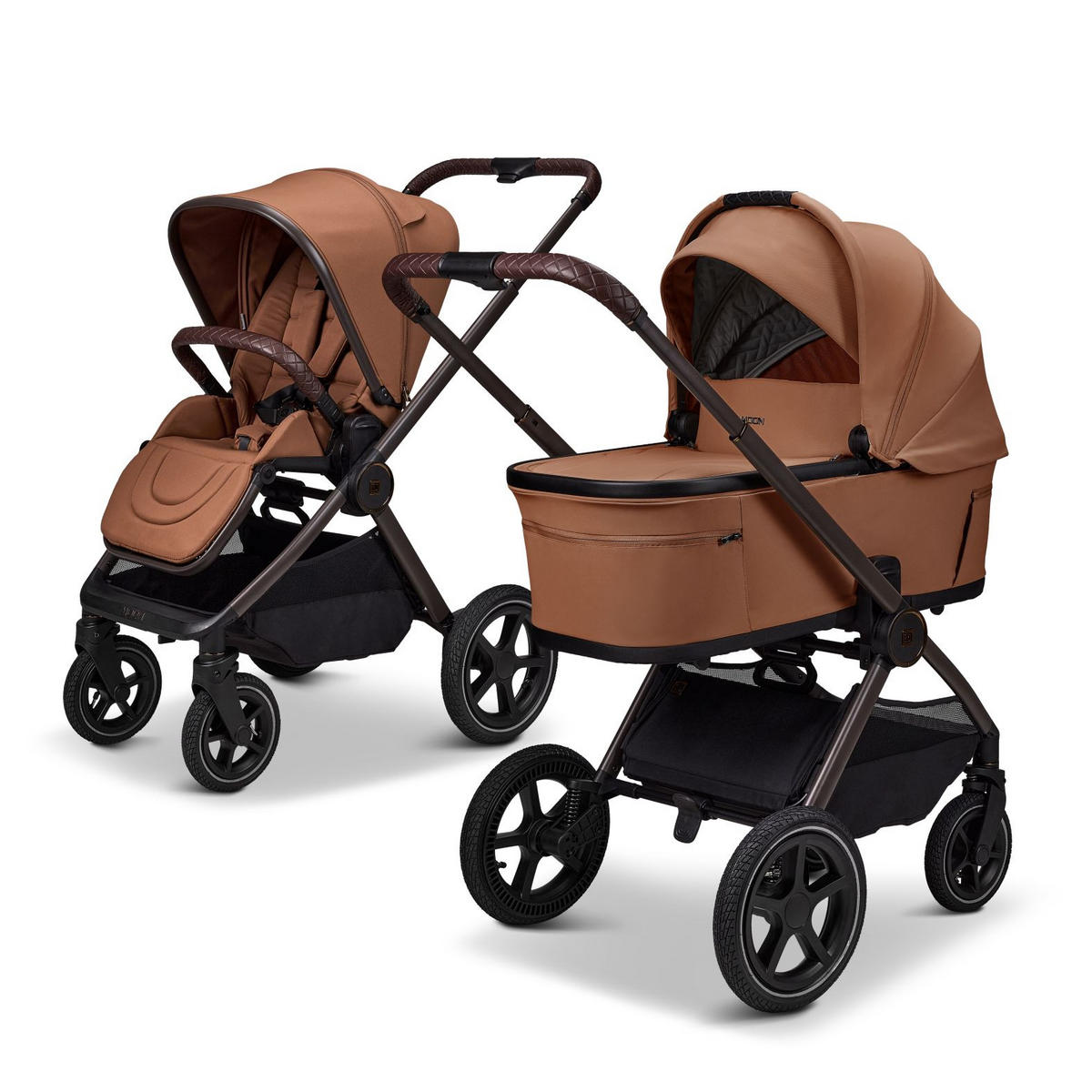 KINDERWAGENSET  GIO FOLD SET AIR  cognac  - Cognac/Braun, Basics, Textil/Metall (120/58/92cm) - Moon Edition