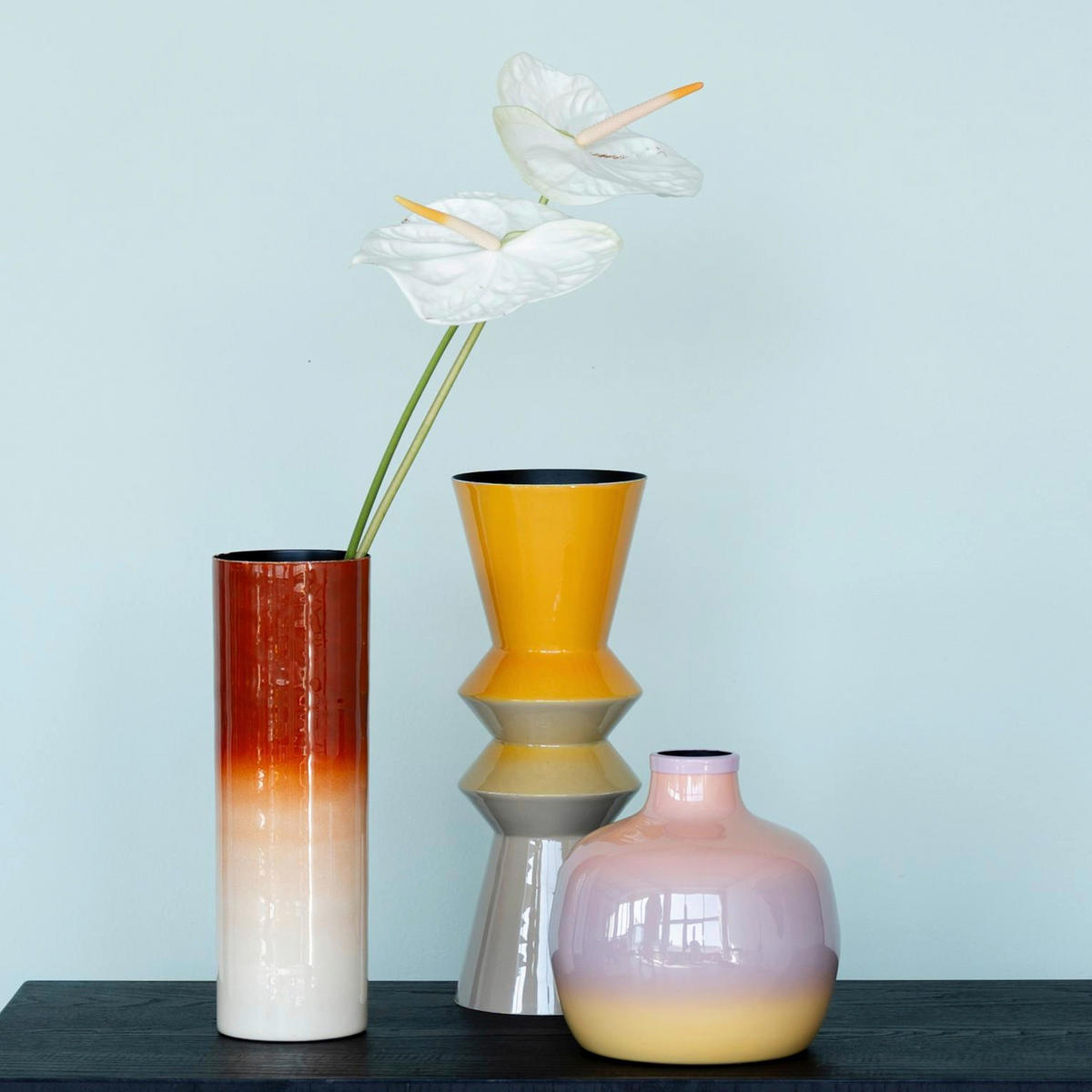 VASE Rici 19 cm  - Gelb/Lila, Design, Metall (19/19/19cm) - Kare-Design