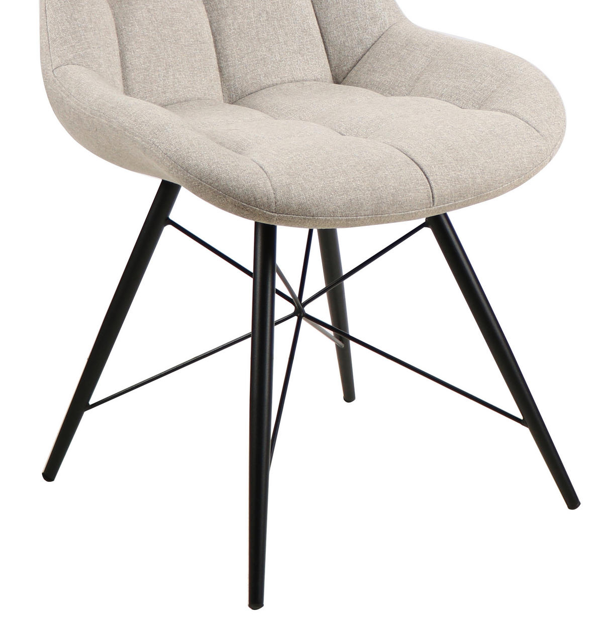 STUHL Leinenoptik Schwarz, Beige  - Beige/Schwarz, Design, Textil/Metall (51/86/61cm) - Xora